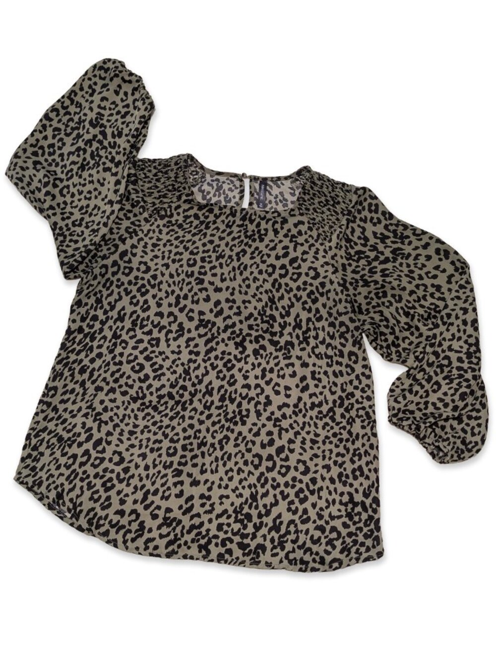 Animal Print Lightweight Long Sleeve Blouse, Size M